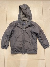 Gap Kids Jacket Youth Small Dark Gray Hooded Fleece Lined Full Zip Windbreaker