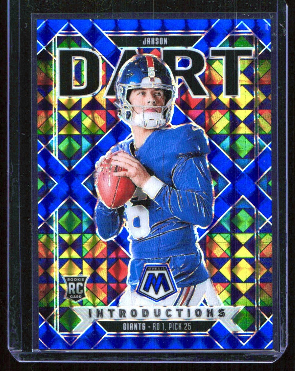 2025 Panini Mosaic Jaxson Dart RC /99 Introductions Blue Prizm NY Giants #2