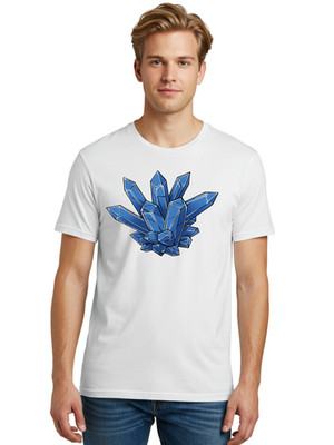 Blue-Crystals-Cluster Mens Graphic Tee, 100% Cotton, Casual Summer Wear