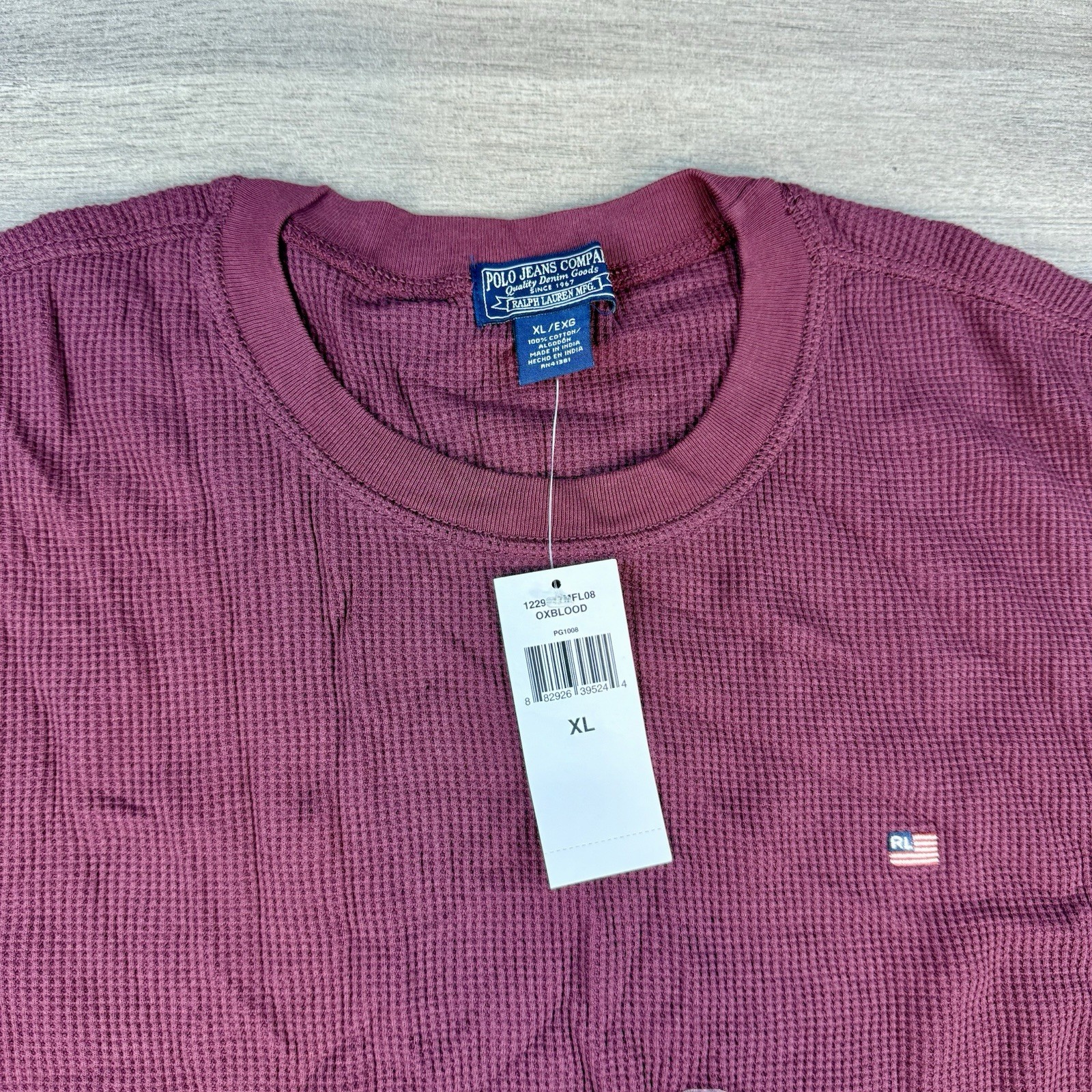 NWT Vtg Polo Jeans Company Ralph Lauren Thermal Waffle Knit Crew Neck LS thumbnail 3