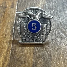 925 Silver AAFES 5 Year Service Screwback Lapel Pin 2.13 Grams