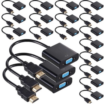 20 Pack HDMI to VGA Adapter Converter Bulk Gold Plated Black HDMI to VGA Cabl...