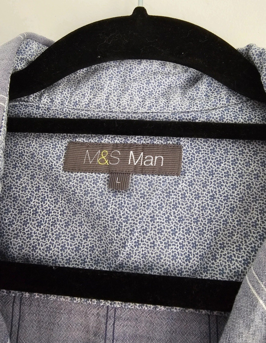 M&S Man Light Purple Check Short Sleeve Cotton Shirt - Size Large image 3