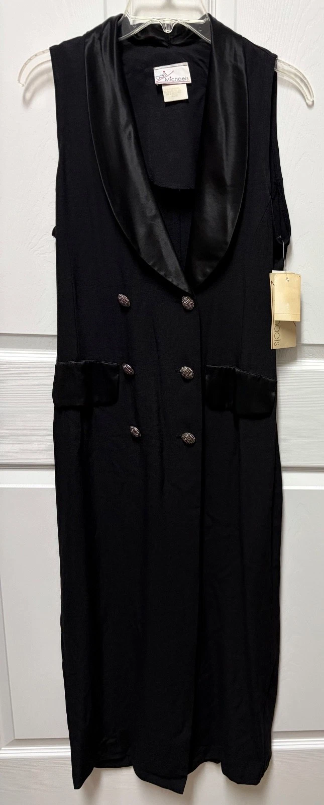 vtg Dani Michaels Double Breasted Dress size 9/10 black NOS shawl collar LBD
