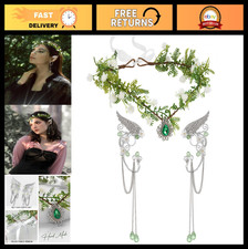 Fairy Flower Leaf Crown Headpiece for Women - Elven Tiara for Cosplay, Halloween