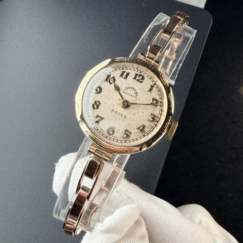 (9ct Gold) Rolex Vintage Lady Art Deco Cocktail Watch 26mm Antique Bracelet