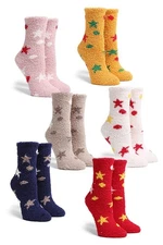 6 Pairs ScarvesMe Women's Soft Fuzzy Winter Starts Moons Ankle Socks