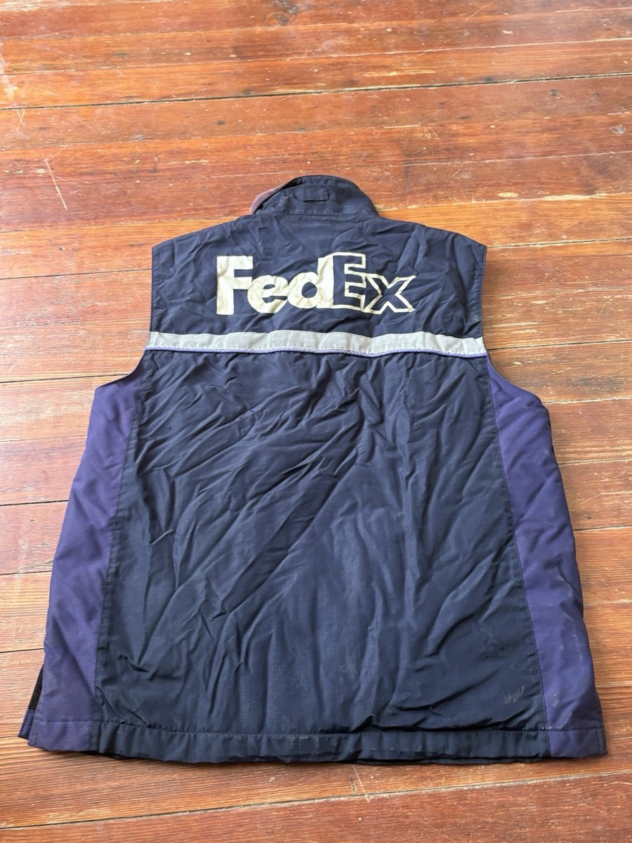 FEDEX Employee Vest XL Purple & Navy Blue Reflective Full Zip