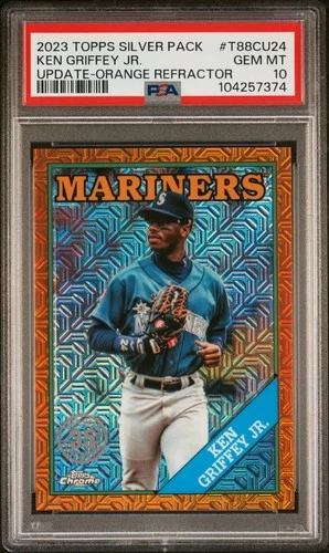 2023 Topps Update 88 Chrome Silver Pack Mojo Ken Griffey Jr ORANGE /25 - PSA 10