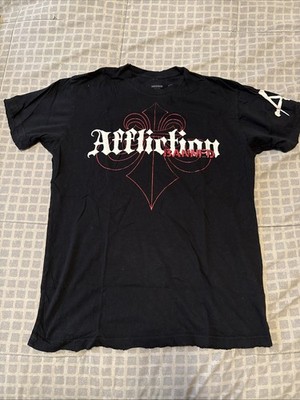 Affliction Banned Fedor vs Sylvia Black Shirt Medium Short Sleeve Excellent Cond