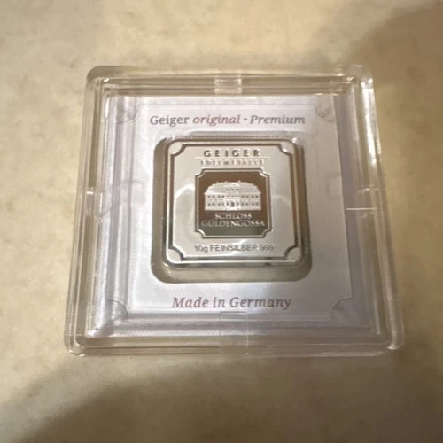 Geiger Edelmetalle 10g Silver Bar 999 Fine Schloss Güldengossa