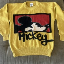 Vintage Mickey  Co Sweater Medium Multicolor Colorblock Knit 90s Disney
