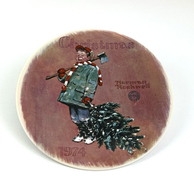 Rockwell Society Annual Christmas Plate Scotty Gets His Tree Fine China 1974