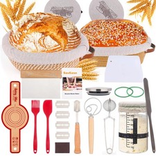 Sourdough Starter Kit, Bread Baking Supplies 9" Round 10" Oval, natural