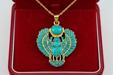 Ciondolo scarabeo alato oro, collana egizia opale, regalo gioielli talismano