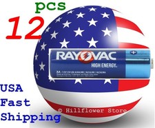 12 piece LR6 E91 AM3 Rayovac AA 1.5V Alkaline Batteries 10 year shelf time