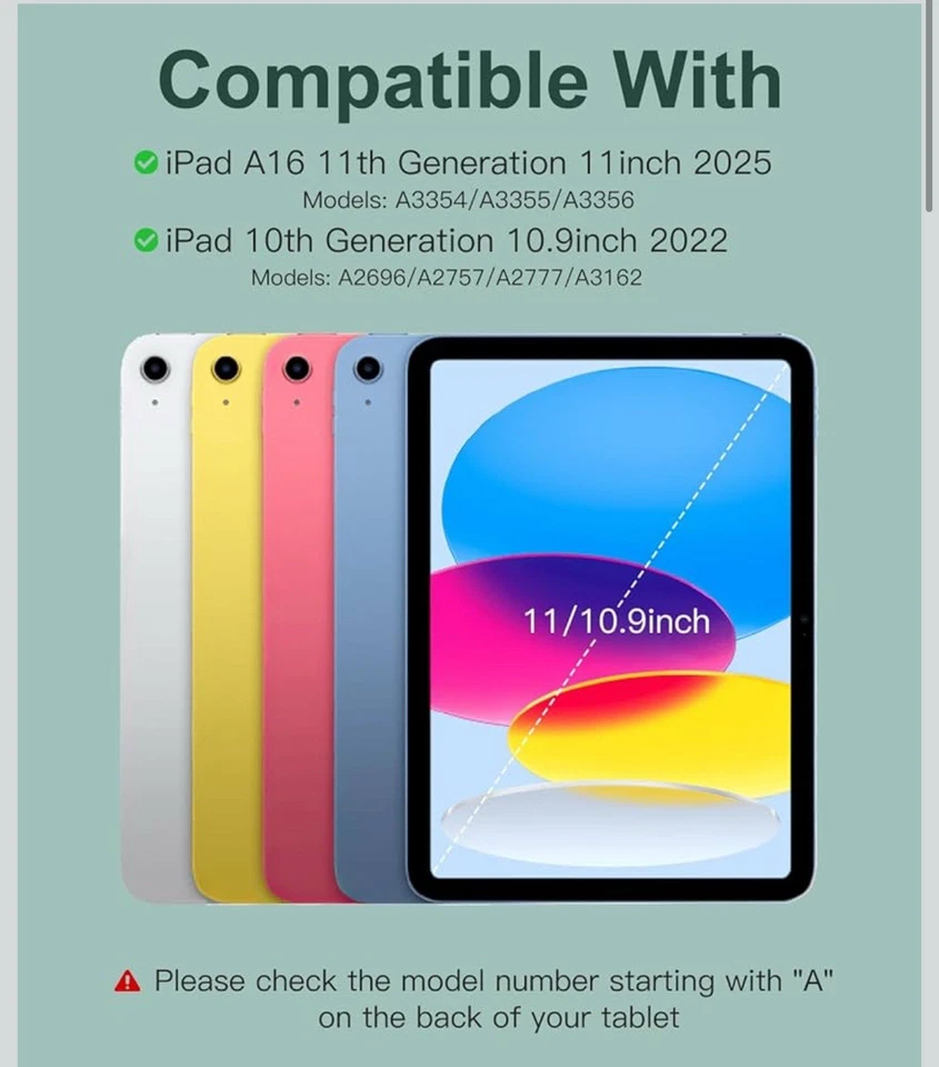 Folio Keyboard Cover Stand 7 Color Backlit Detachable Case For iPad A16 10.9/11” - Image 4 of 4