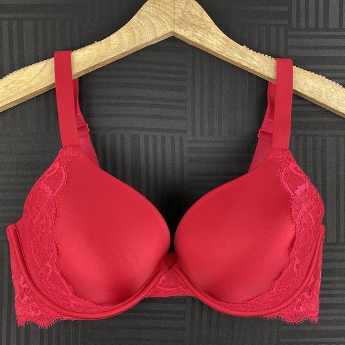 Ambrielle Full Figure Womens Size 38DD Red Underwire Lined Push Up Plunge Bra - 第 1/8 張圖片