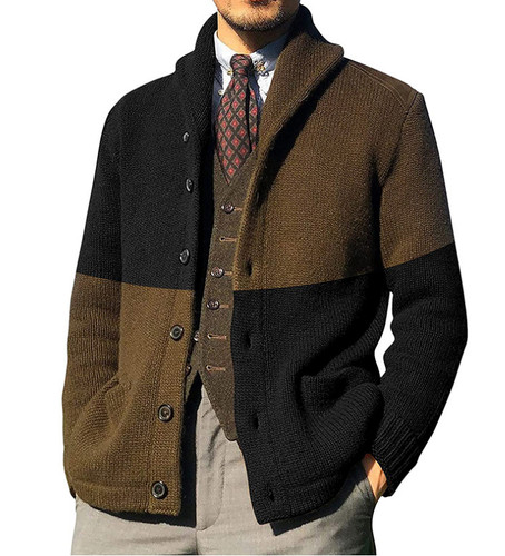 Herren Dick Grob Strickjacke Langarm Knöpfe Winter Pullover Jacke Mantel-- - Bild 5 von 14