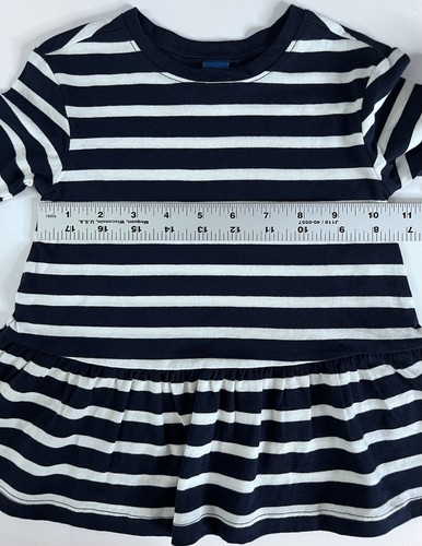 Old Navy Baby Girl’s Shirt Dress L/S Striped Drop-Waist Navy Blue White NWT - Picture 4 of 13