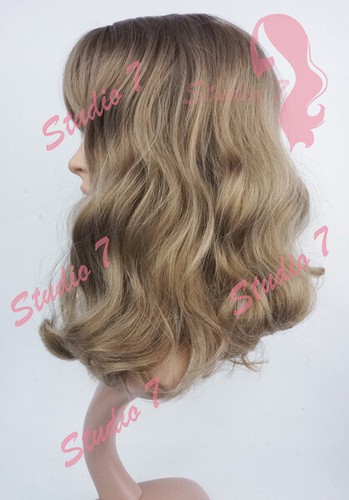 (R) Parrucca Ondulata Lunghezza Spalla con Frangia Bionda Marrone Nero Sintetica-Studio7-UK - Foto 9 di 45