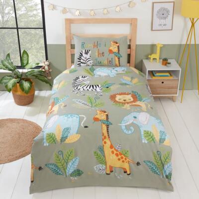 Exotic Animals Single Duvet Cover Set Rumble In The Jungle Kids 2-in-1 Designs