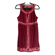 INC Women’s Sleeveless Black Red Cheetah Print Stretch Dress Large Petite