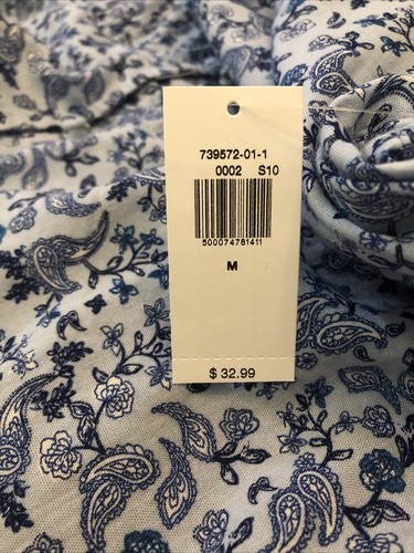 Old Navy Top Womens Medium Blue Paisley Print Short Sleeve - Picture 6 of 9
