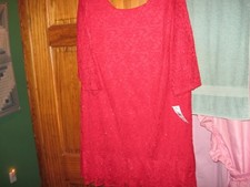 WOMENS DRESS SIZE 20W 1X XL CHRISTMAS HOLIDAY RED LACE PARTY DRESS RETAIL$89.00 