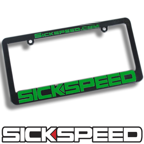 1 BLACK/GREEN LOGO LICENSE PLATE COVER HOLDER DECORATIVE PLASTIC FRAME TAG P1 - Picture 1 of 1