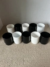 10 Tupperware Acrylic Black & White Stacking Tumblers 10oz Coffee Cups 1672