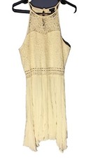 RUE 21 CREAM LACE CROCHET  BIKINI STRAP Halter Mini Dress XL Lace Overlay Bodice