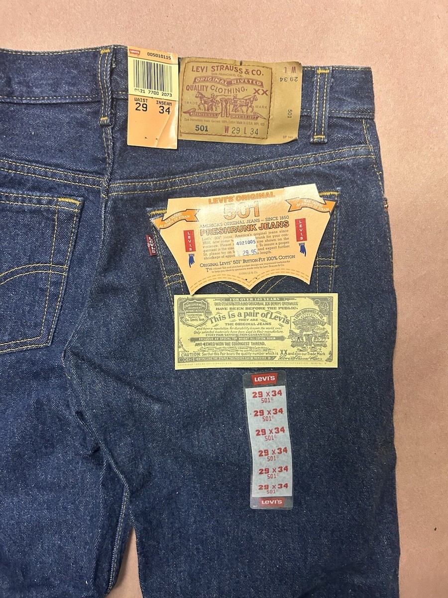 Vintage Levis 501 Pre-Shrunk, Rare Deadstock, New With Tag Jeans