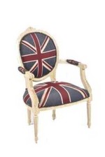 Fauteuil Lacquée Blanc Avec Drapeau Anglais