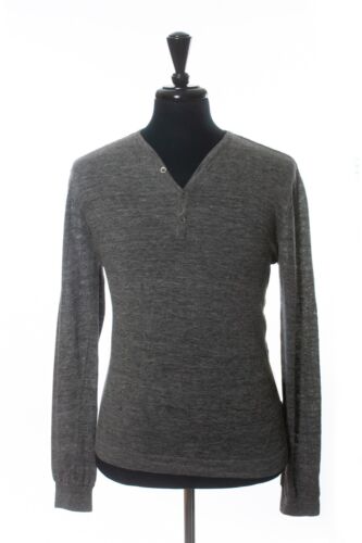 John Varvatos Luxe Grey Knit Linen Henley Shirt 2… - image 1