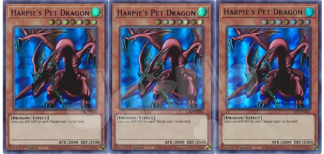 Yugioh - Harpie's Pet Dragon x 3 - 1st Edition Ultra Rare Colors
