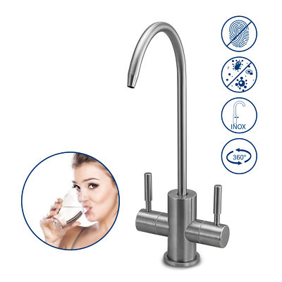 2-Wege-Osmose-Wasserhahn TWISTER Edelstahl Massiv, Zweiwege Hahn Wasserfilter