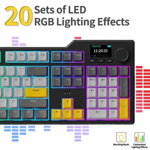 Klawiatura do gier AJAZZ AK35I V3 RGB ze 104 przyciskami, bateria 8000mAh, Bluetooth / 2.4 - Zdjęcie 18 z 42