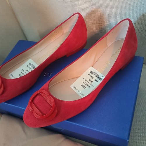 Stuart Weitzman Women's Adeliza Tonal Red Suede Flats Narrow Sizes 6.5 - Picture 4 of 6