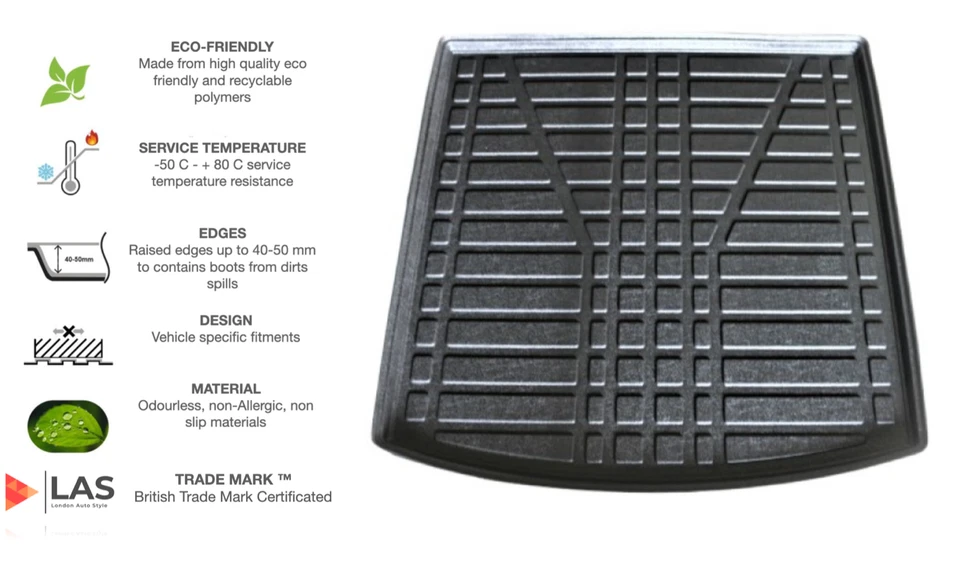 Alfombrilla de piso con forro de bota a medida LAS SEAT IBIZA MK5 2017-2021 resistente antideslizante Foto 4 de 4