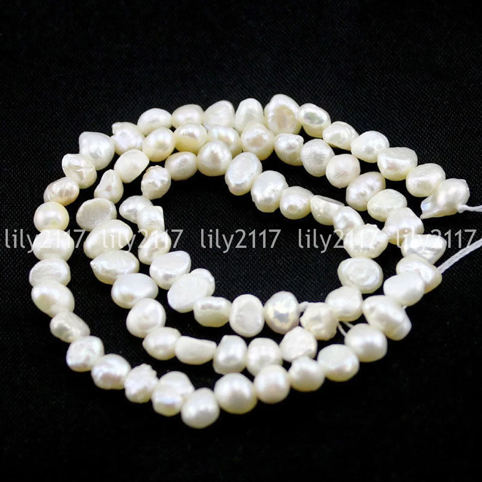 Pequeñas cuentas sueltas de perlas barrocas de agua dulce blancas rosas naturales de 4-5 mm 15" Foto 2 de 4