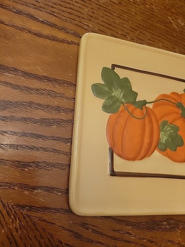 Pumpkin Fall Trivet 7" x 7" Square Tile Tabletop / Hang - Picture 2 of 4