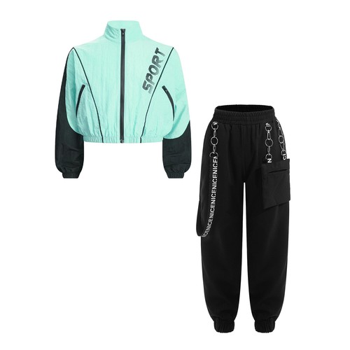 Kids Girls Coat With Trousers Casual Sweatsuit Performance Tracksuit Fall Jazz - Picture 23 of 60