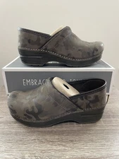 New Dansko Women's Slip On Camo Suede Professional Clogs Size 37 (US 6.5-7)