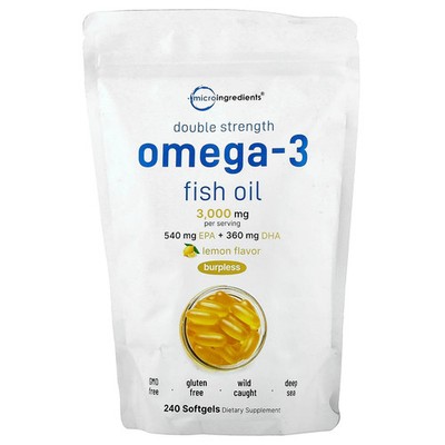 Omega-3 Fish Oil, Lemon, 240 Softgels (1,000 mg per Softgels)