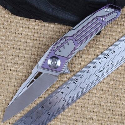 High Quality Maxace Tank Purple Titanium Handle M390 Steel Blade Pocket Knife