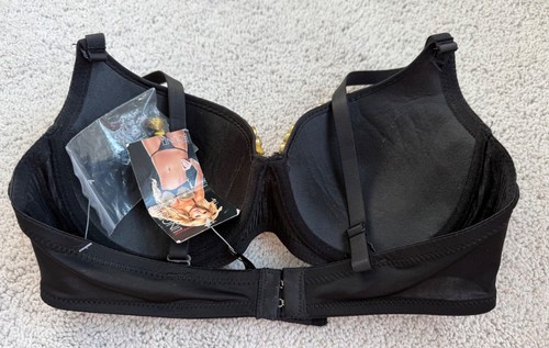 Pleasure Bound BH Neu Größe 38 D Gold Nieten Cosplay Schwarz Verziert Y2K Sexy - Bild 7 von 9