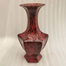 Chinese Old Porcelain Collectibles Red glazed spotted hexagonal long neck vase