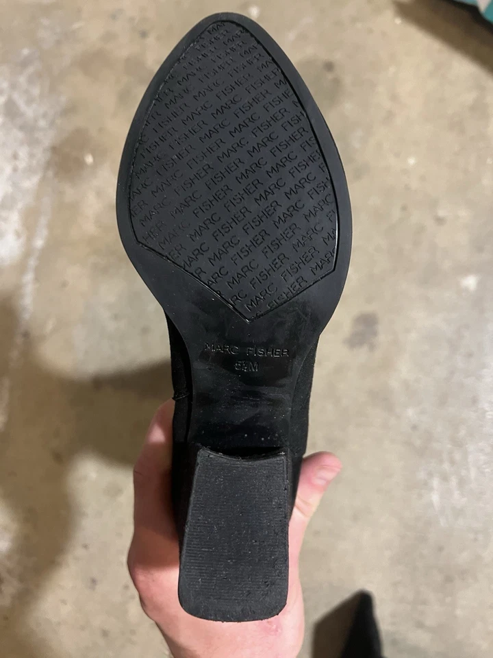 Botas Marc Fisher Negro Gamuza Elastizadas Tacón Hasta la Rodilla - Talla 5.5M Foto 3 de 4