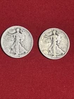 LOT of 2 - 1927 S + 1933 S  LIBERTY WALKING Half Dollars - 90% Silver